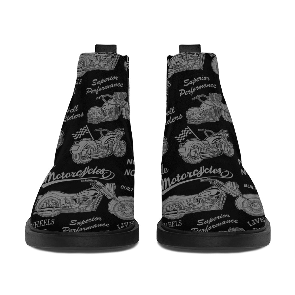 Motorcycle Quote Pattern Print Flat Ankle Boots