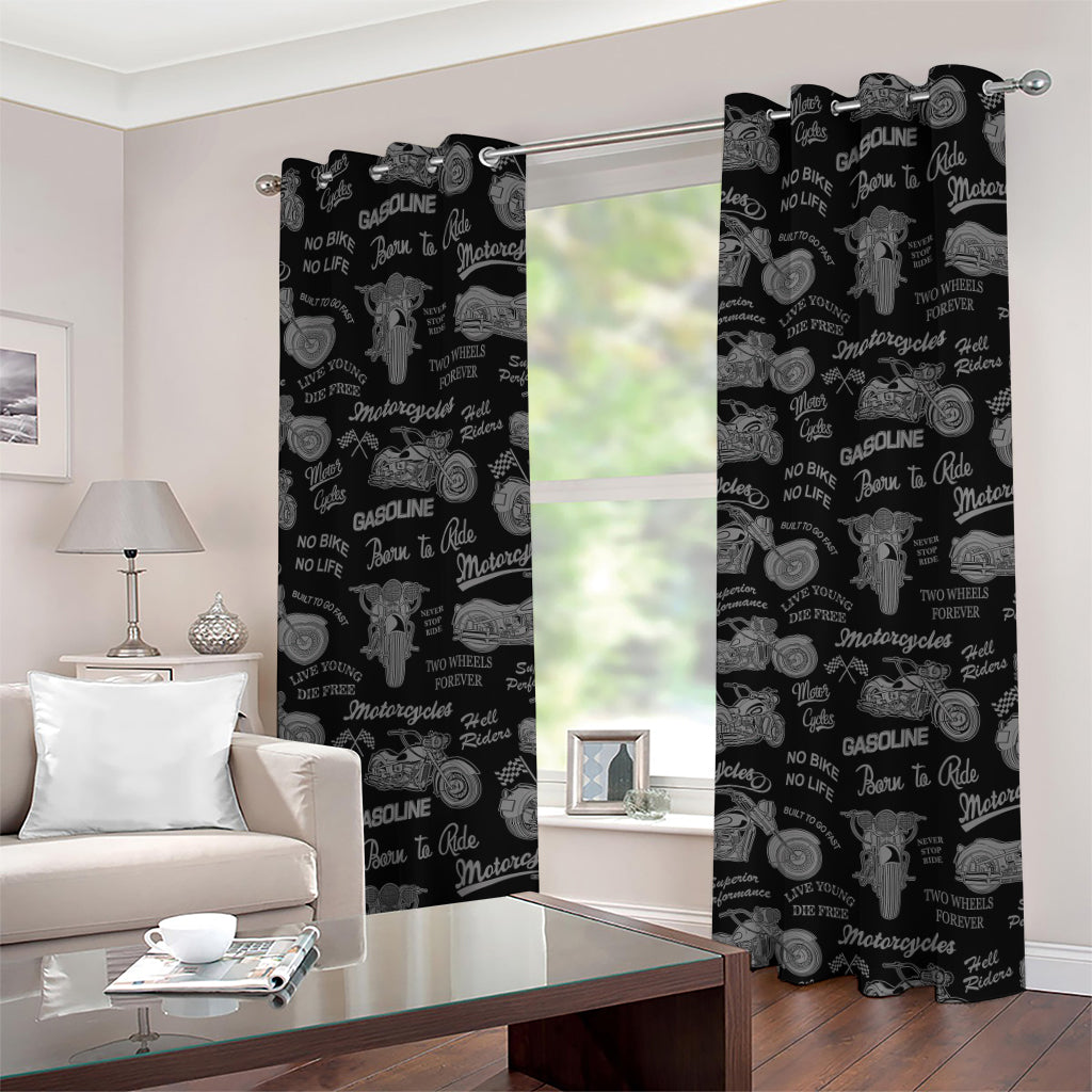 Motorcycle Quote Pattern Print Grommet Curtains