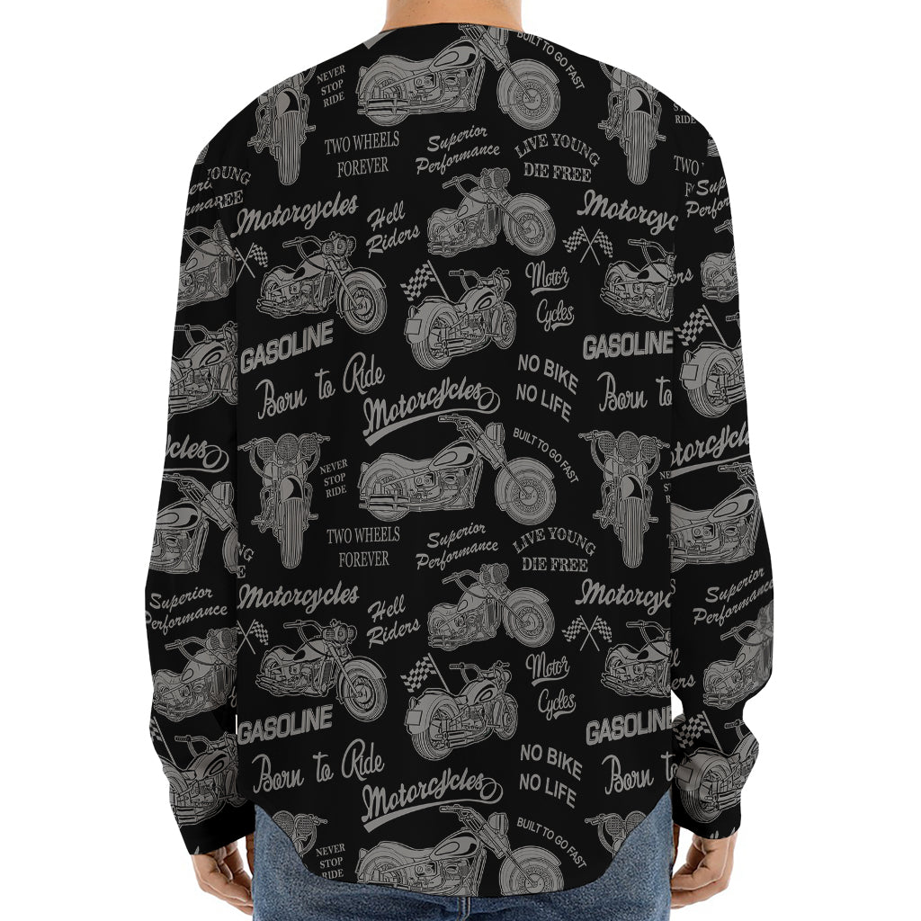 Motorcycle Quote Pattern Print Long Sleeve Baseball Jersey