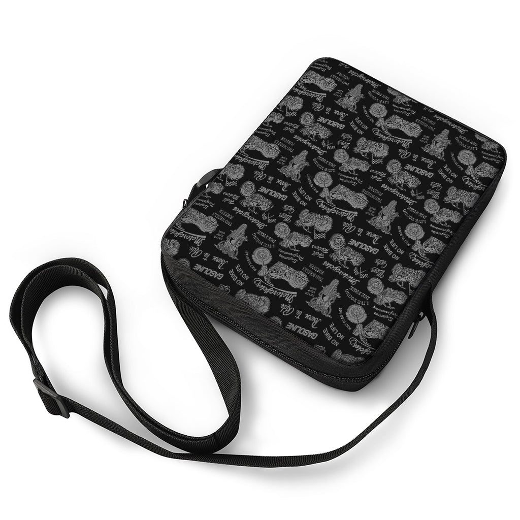 Motorcycle Quote Pattern Print Rectangular Crossbody Bag