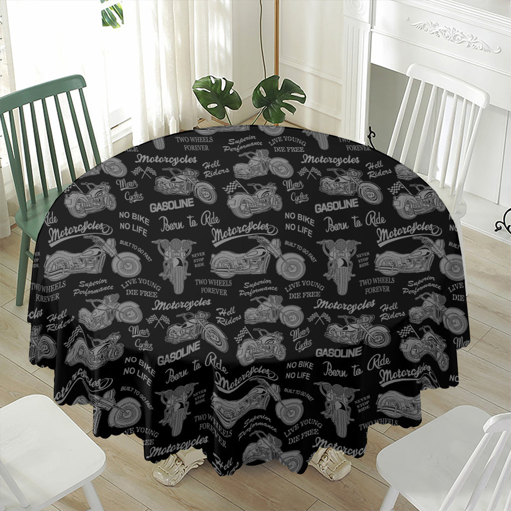 Motorcycle Quote Pattern Print Waterproof Round Tablecloth
