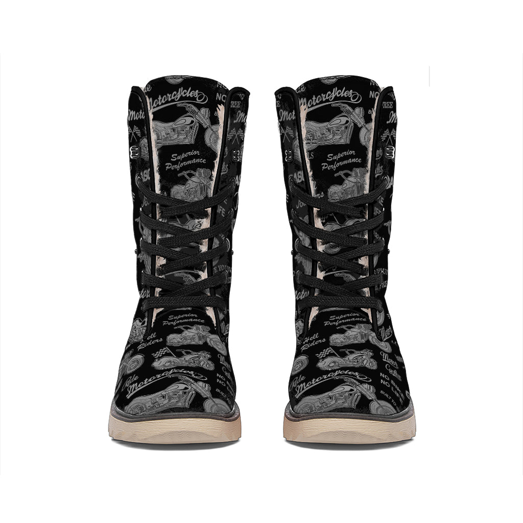 Motorcycle Quote Pattern Print Winter Boots
