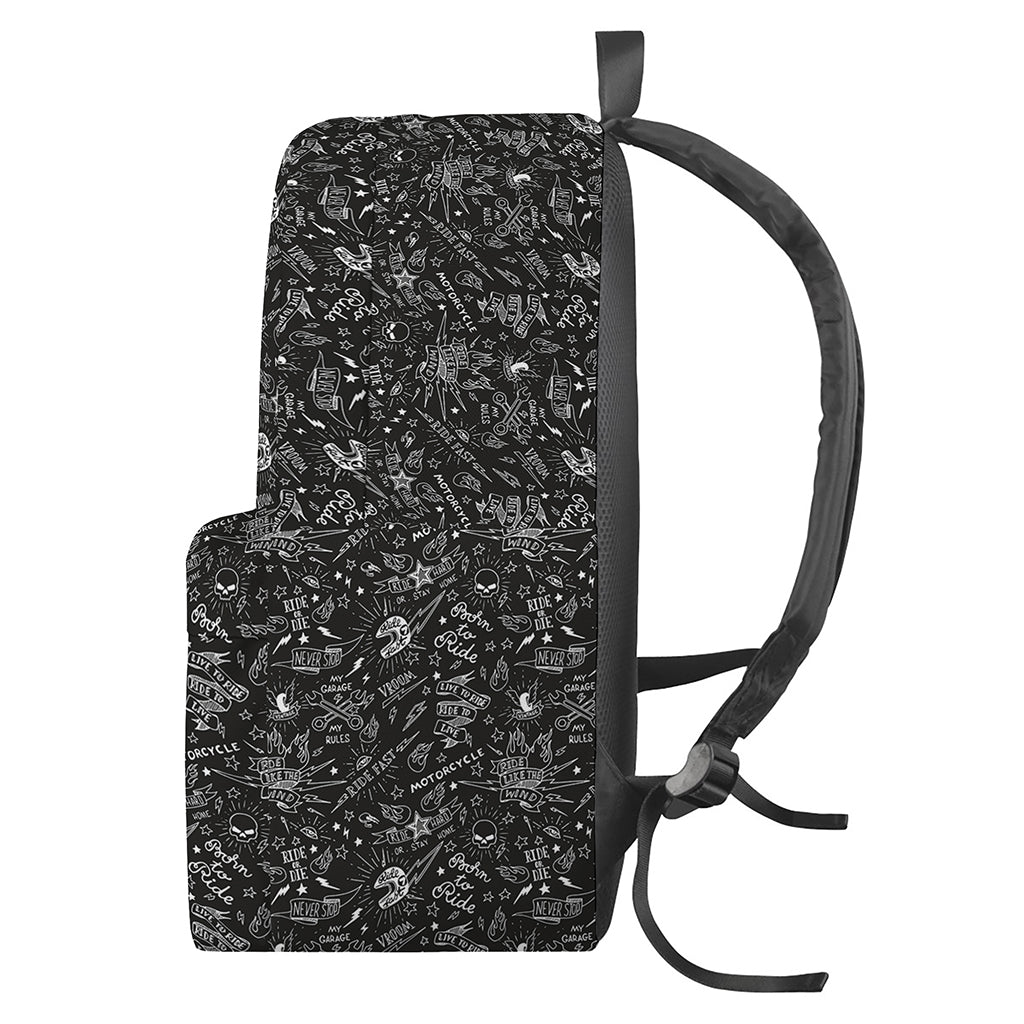 Motorcycle Words Pattern Print Backpack