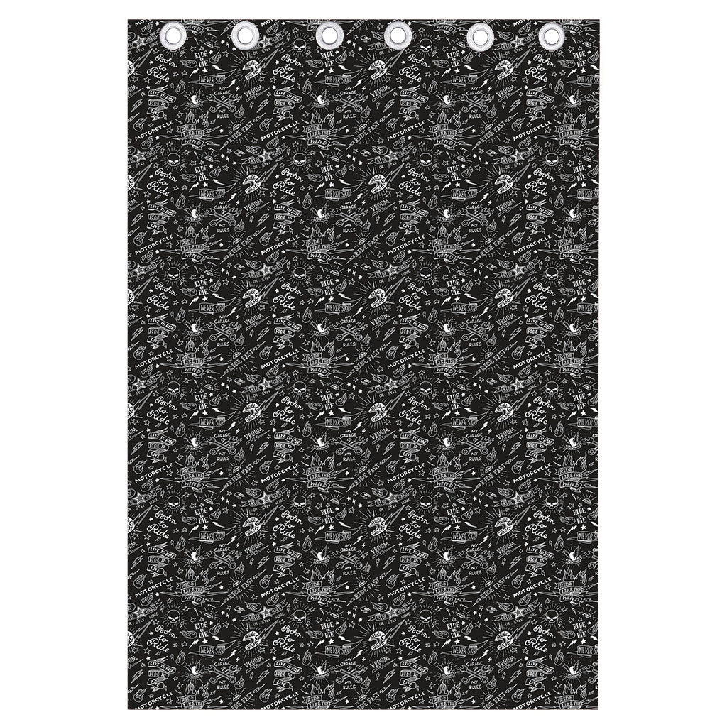 Motorcycle Words Pattern Print Curtain
