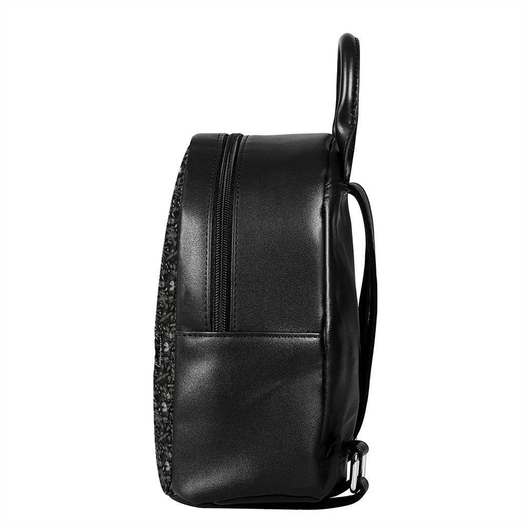 Motorcycle Words Pattern Print Leather Backpack