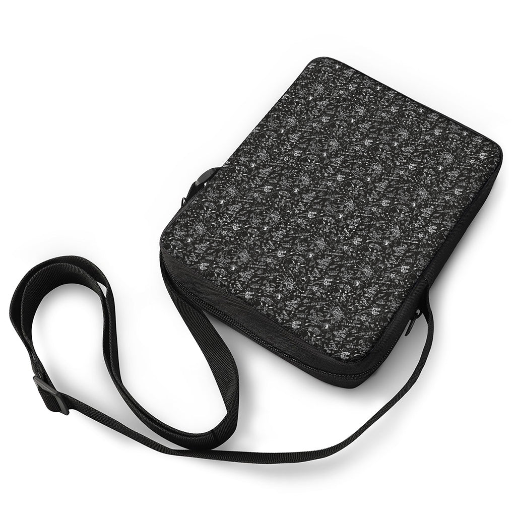 Motorcycle Words Pattern Print Rectangular Crossbody Bag