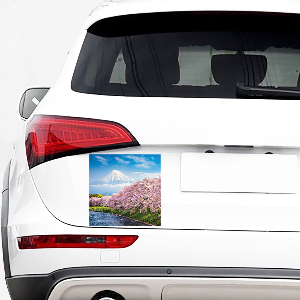 Mount Fuji And Cherry Blossom Print Car Sticker