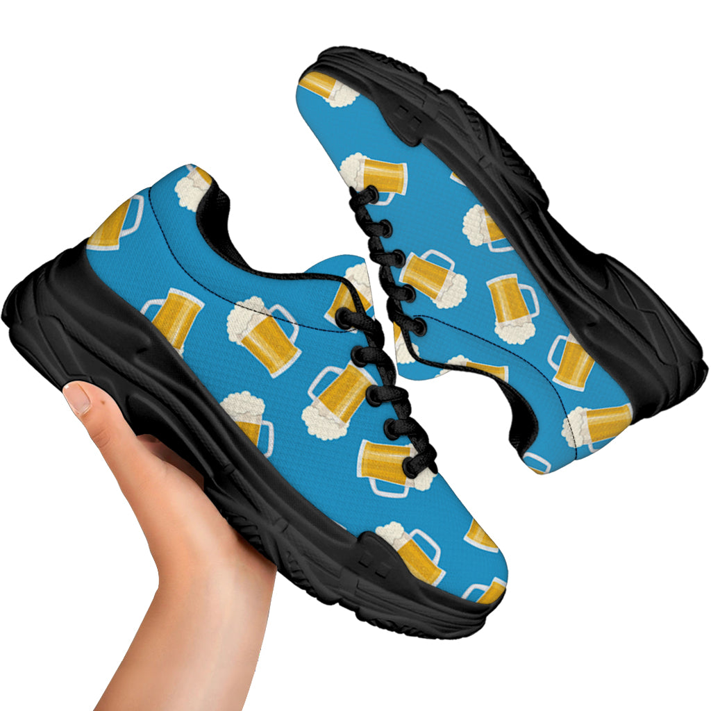 Mug Of Beer Pattern Print Black Chunky Shoes