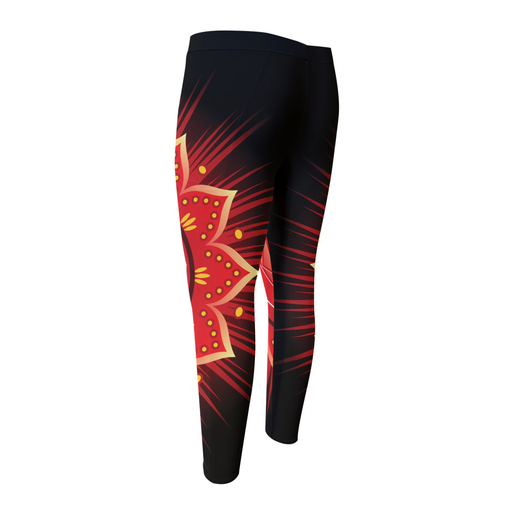 Muladhara Chakra Mandala Print Men's Compression Pants