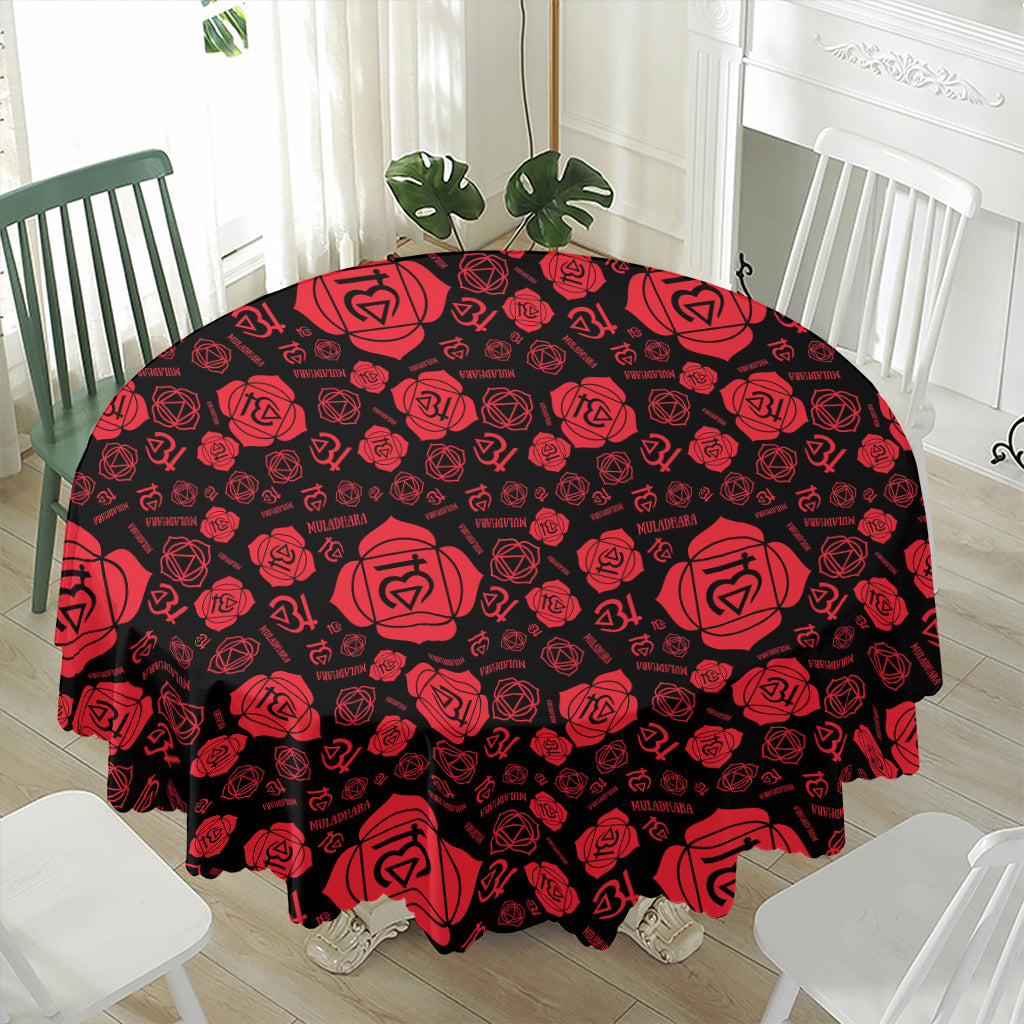 Muladhara Chakra Pattern Print Waterproof Round Tablecloth