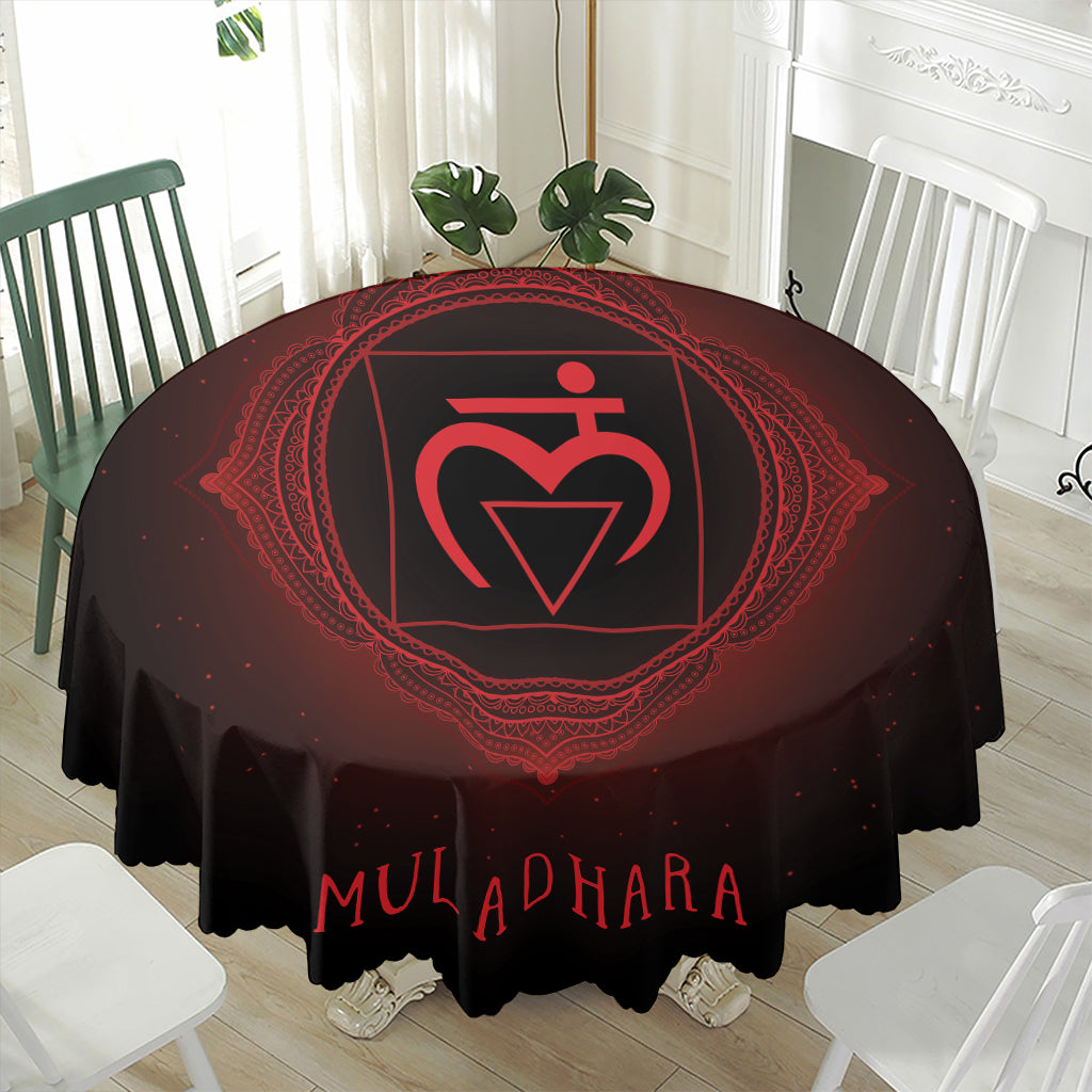 Muladhara Chakra Symbol Print Waterproof Round Tablecloth