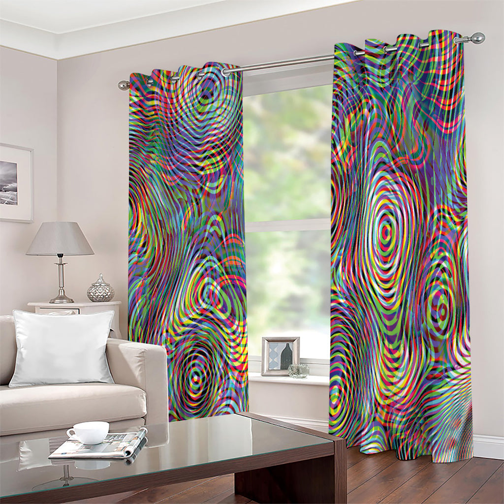 Multicolor Psychedelic Print Extra Wide Grommet Curtains
