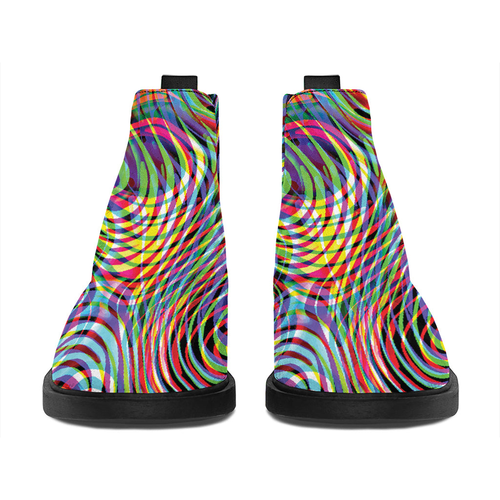 Multicolor Psychedelic Print Flat Ankle Boots