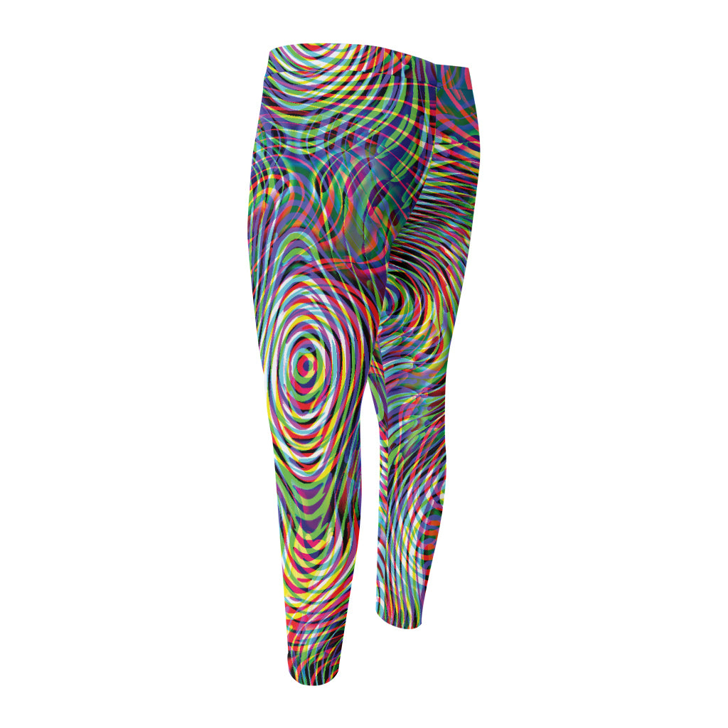 Multicolor Psychedelic Print Men's Compression Pants