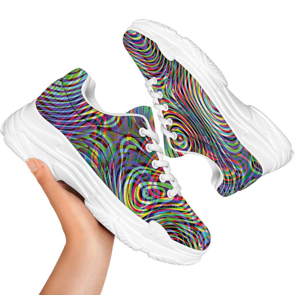 Multicolor Psychedelic Print White Chunky Shoes