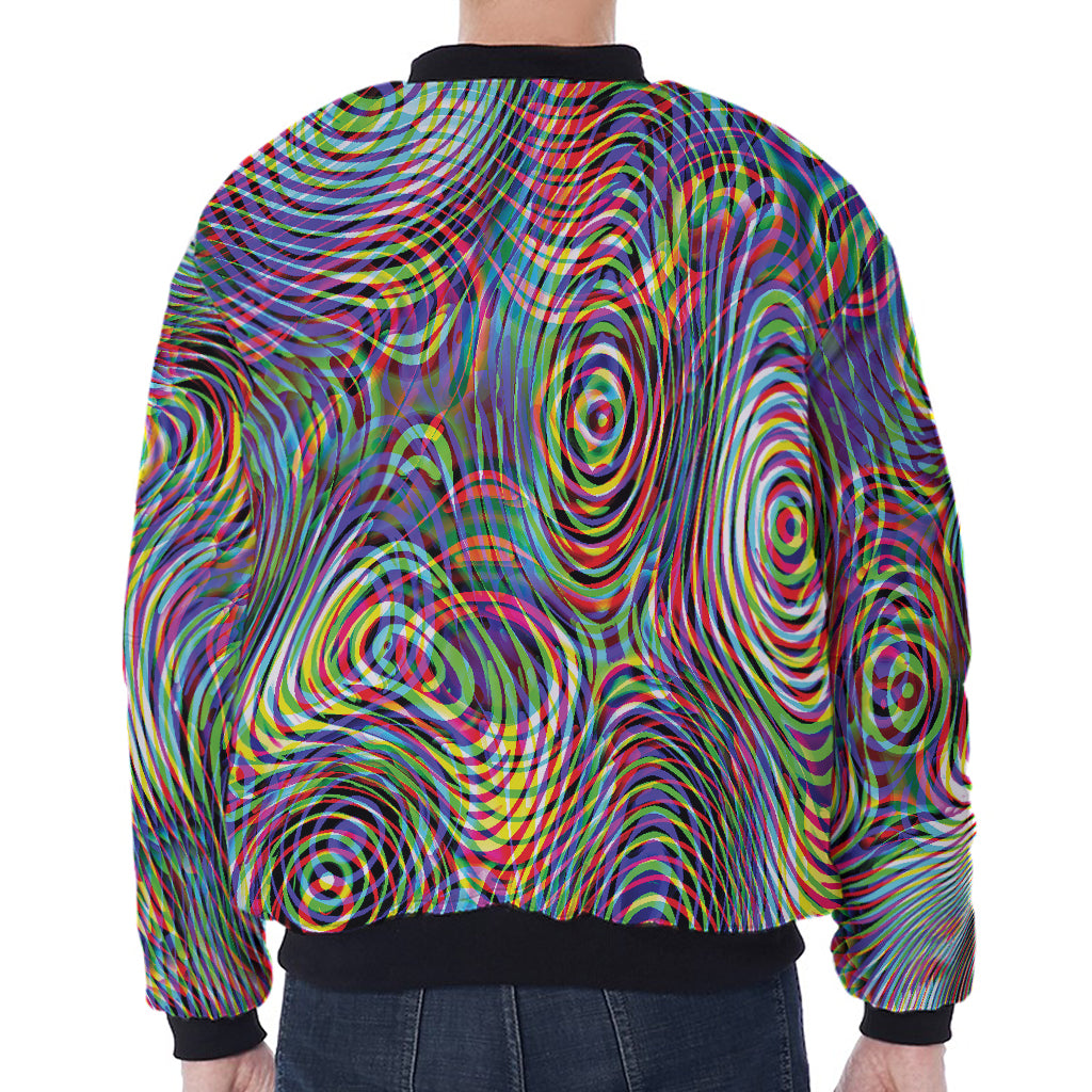 Multicolor Psychedelic Print Zip Sleeve Bomber Jacket