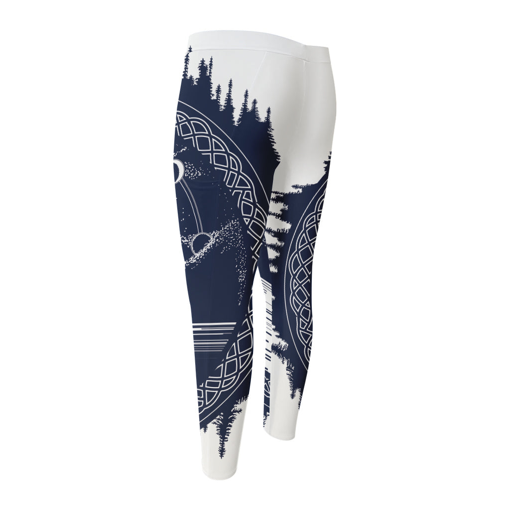 Mystical Lunar Phase Print Men's Compression Pants
