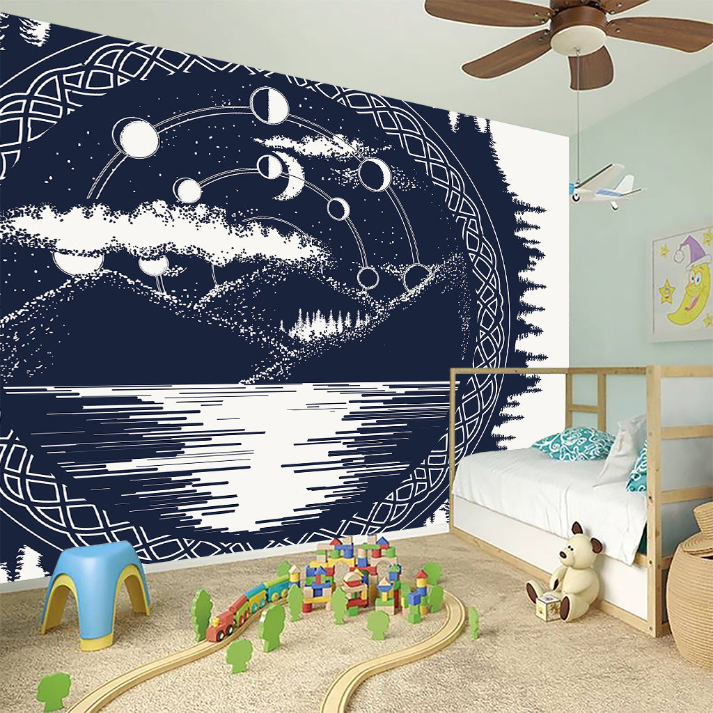 Mystical Lunar Phase Print Wall Sticker