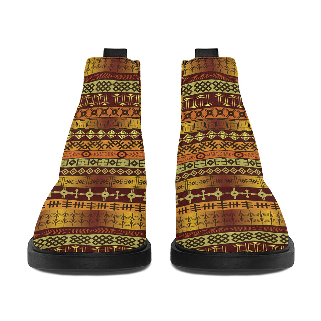 Native African Tribal Pattern Print Flat Ankle Boots