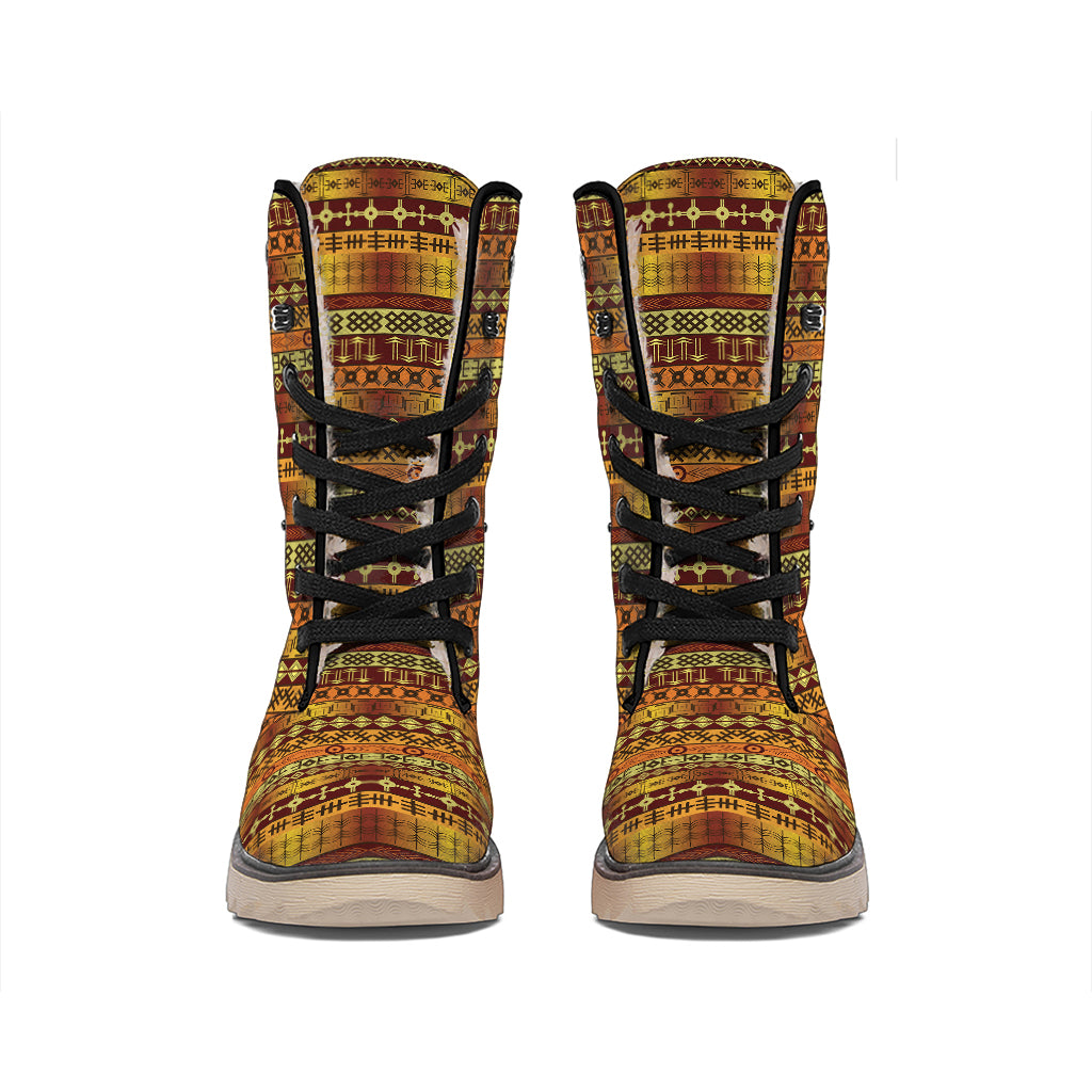 Native African Tribal Pattern Print Winter Boots