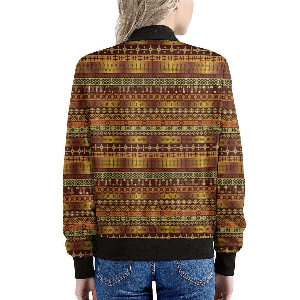 Native African Tribal Pattern Print Women's Bomber Jacket