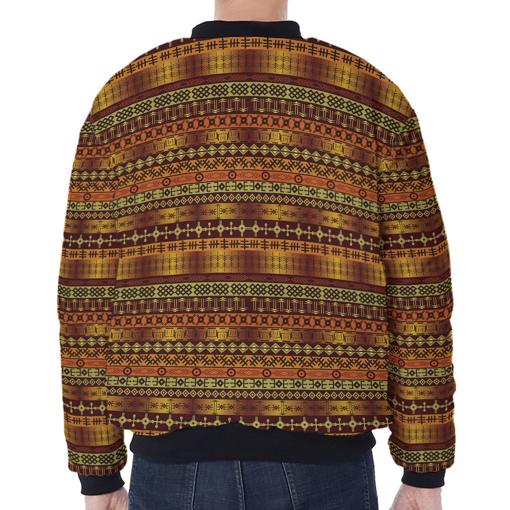 Native African Tribal Pattern Print Zip Sleeve Bomber Jacket