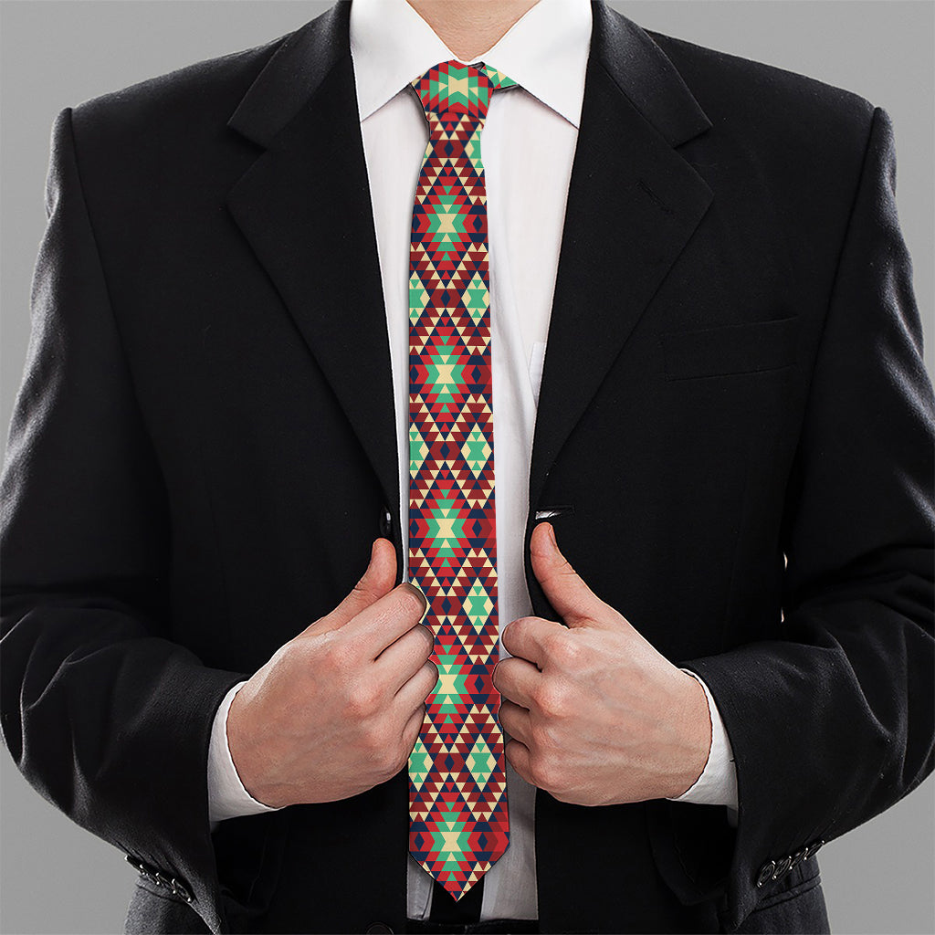 Native American Geometric Pattern Print Necktie