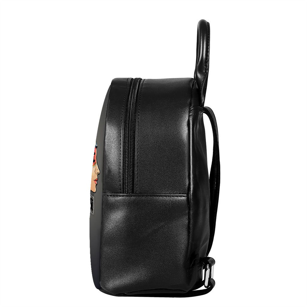 Native American Indian Girl Print Leather Backpack