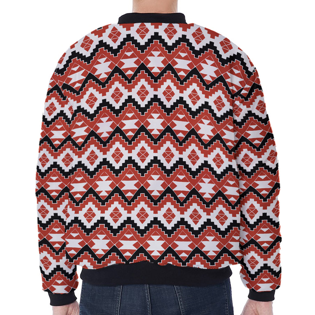 Native American Indian Pattern Print Zip Sleeve Bomber Jacket