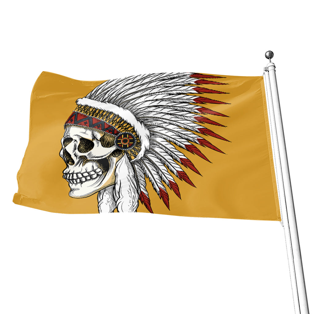 Native American Indian Skull Print Flag