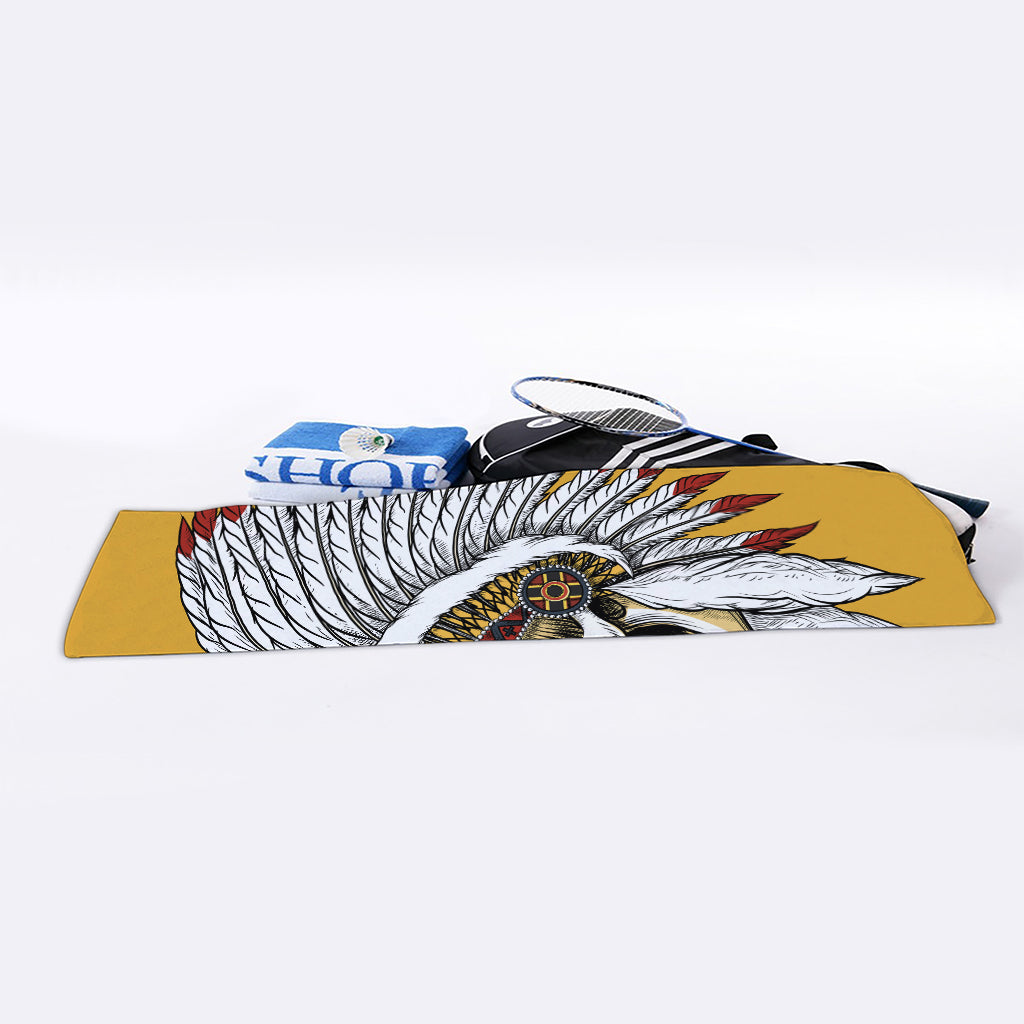 Native American Indian Skull Print Sports Towel
