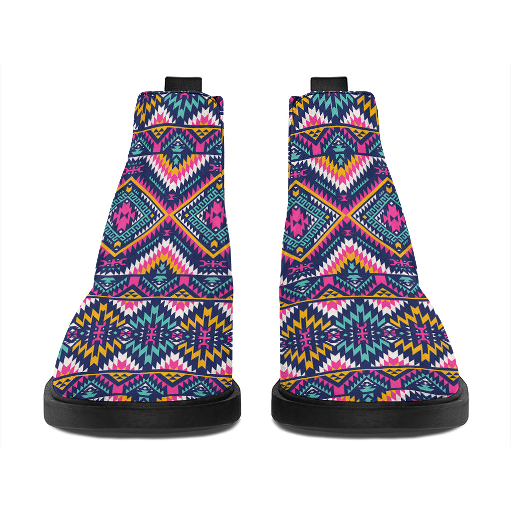 Native American Navajo Tribal Print Flat Ankle Boots