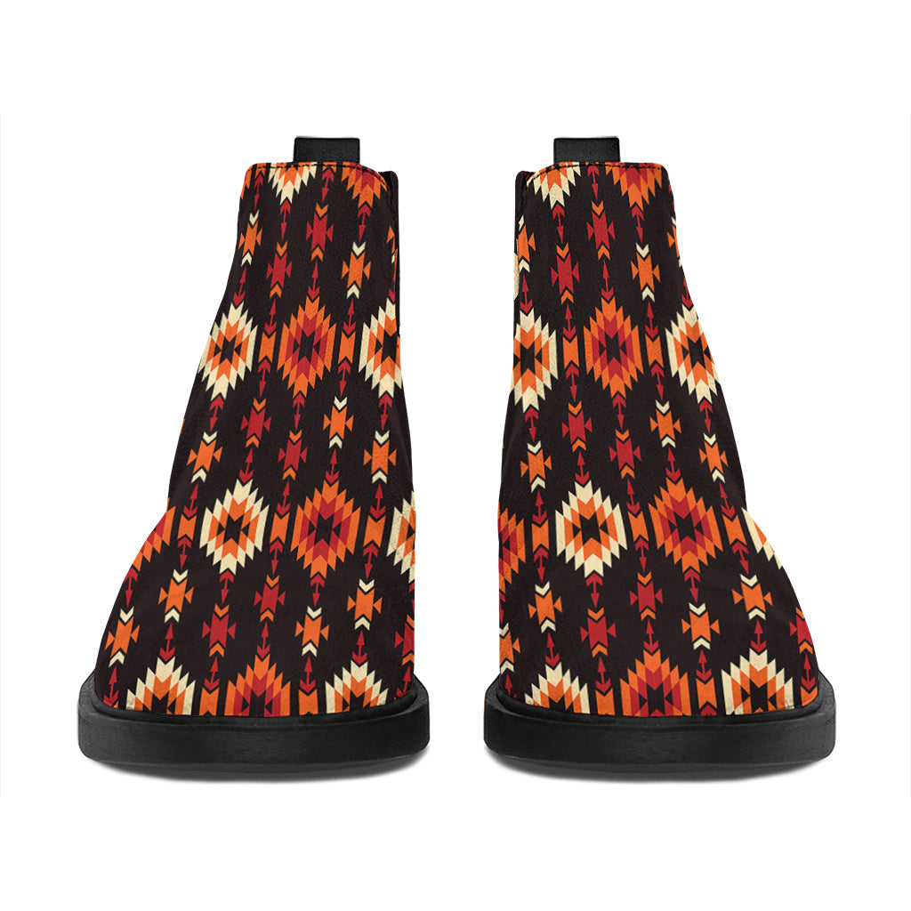 Native American Pattern Print Flat Ankle Boots