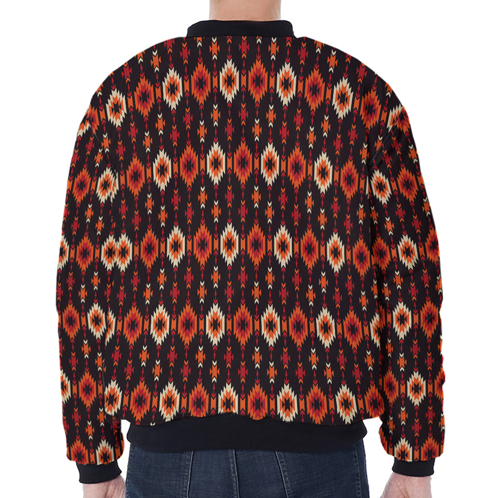 Native American Pattern Print Zip Sleeve Bomber Jacket