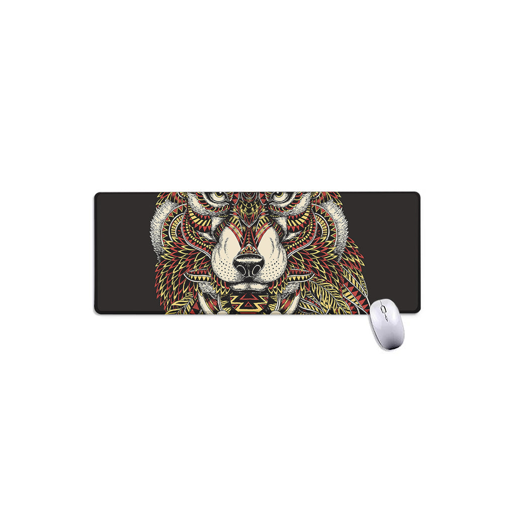 Native American Wolf Spirit Animal Print Extended Mouse Pad