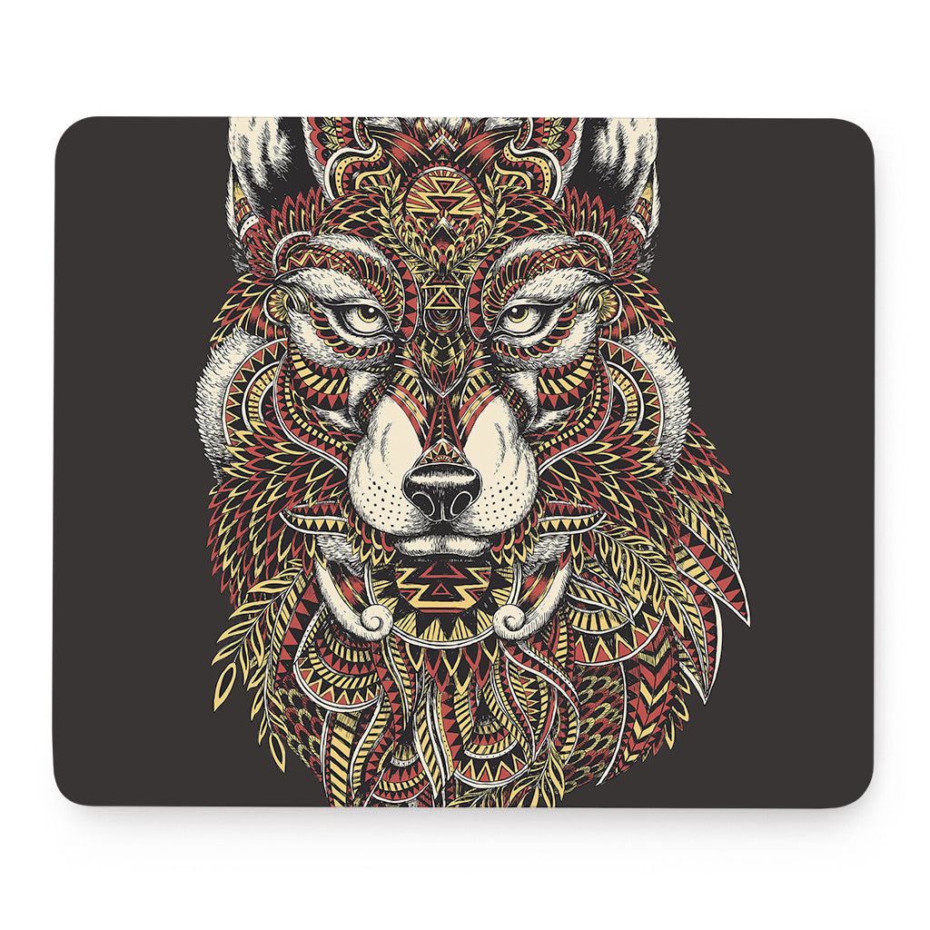 Native American Wolf Spirit Animal Print Mouse Pad