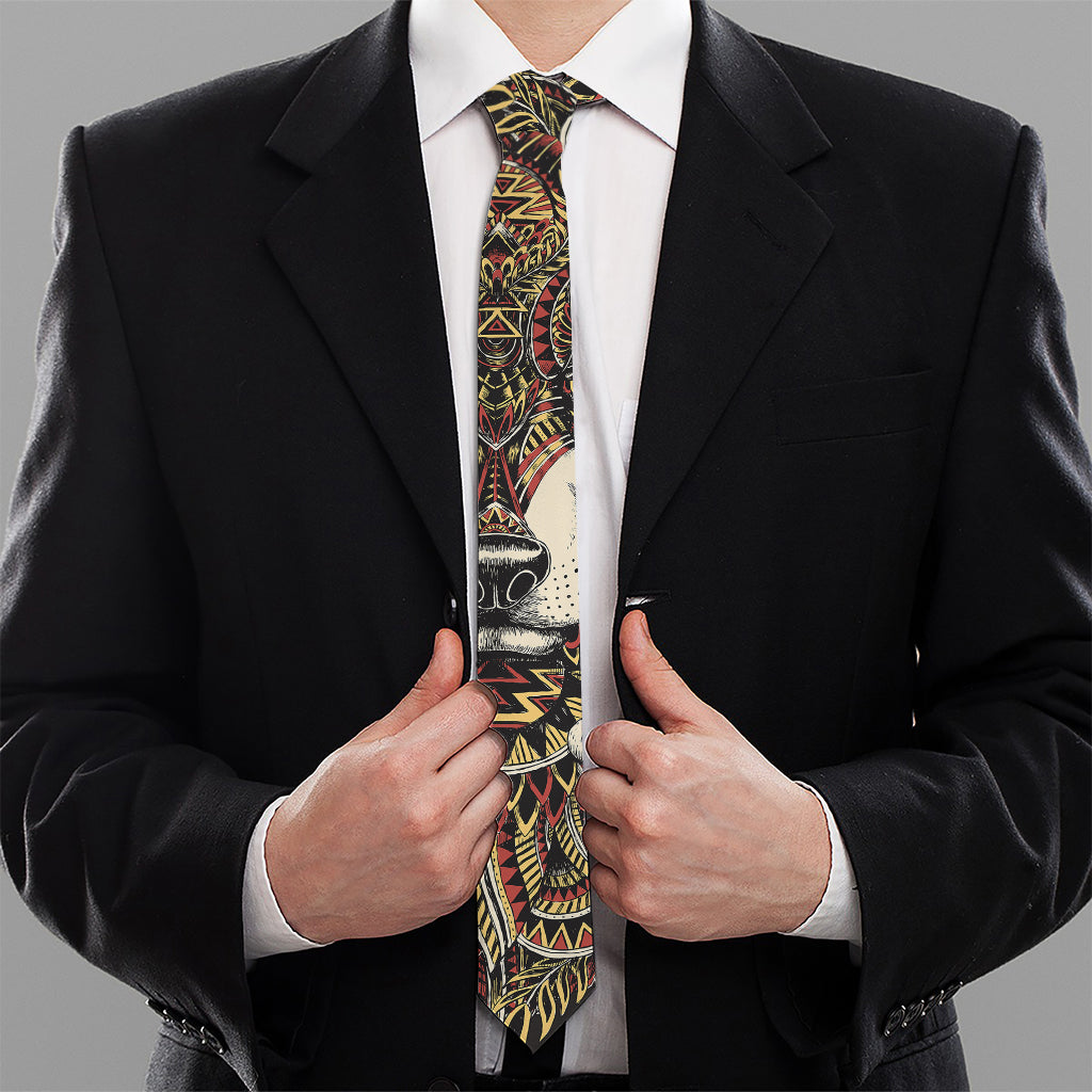 Native American Wolf Spirit Animal Print Necktie