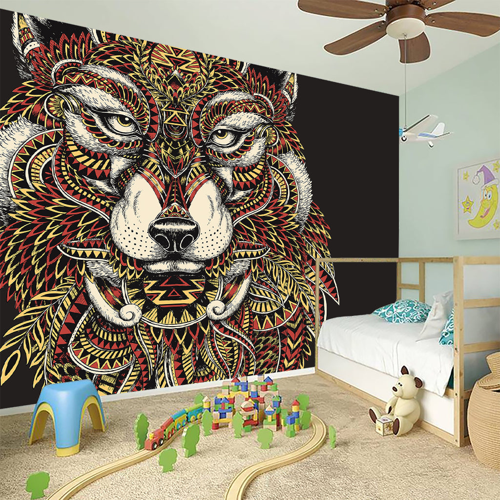 Native American Wolf Spirit Animal Print Wall Sticker