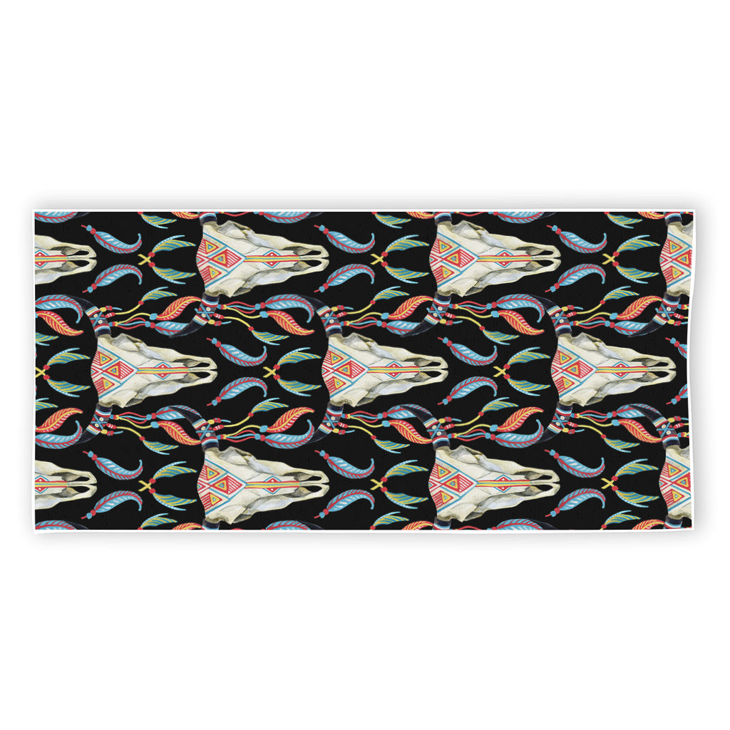 Native Buffalo Pattern Print Beach Towel