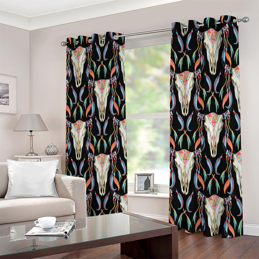 Native Buffalo Pattern Print Extra Wide Grommet Curtains