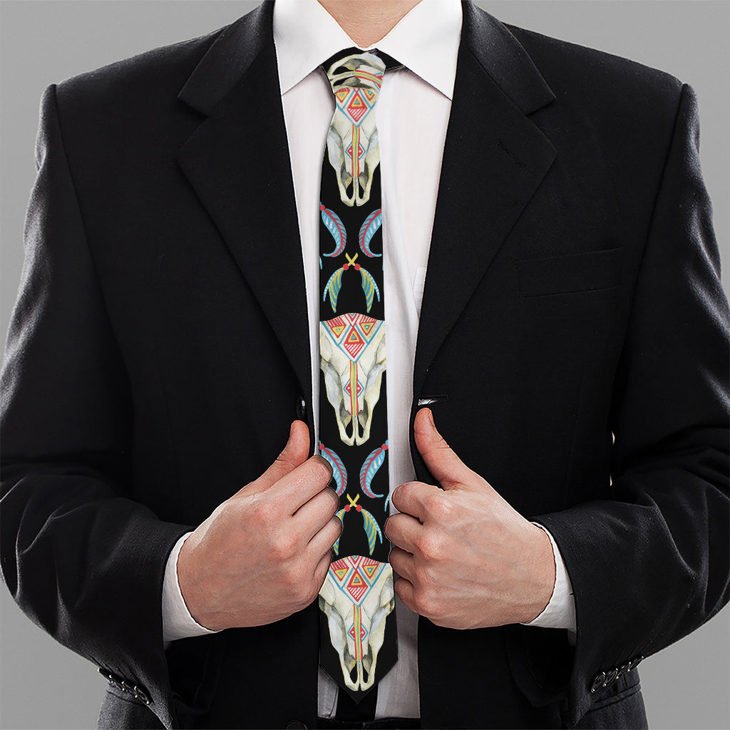 Native Buffalo Pattern Print Necktie