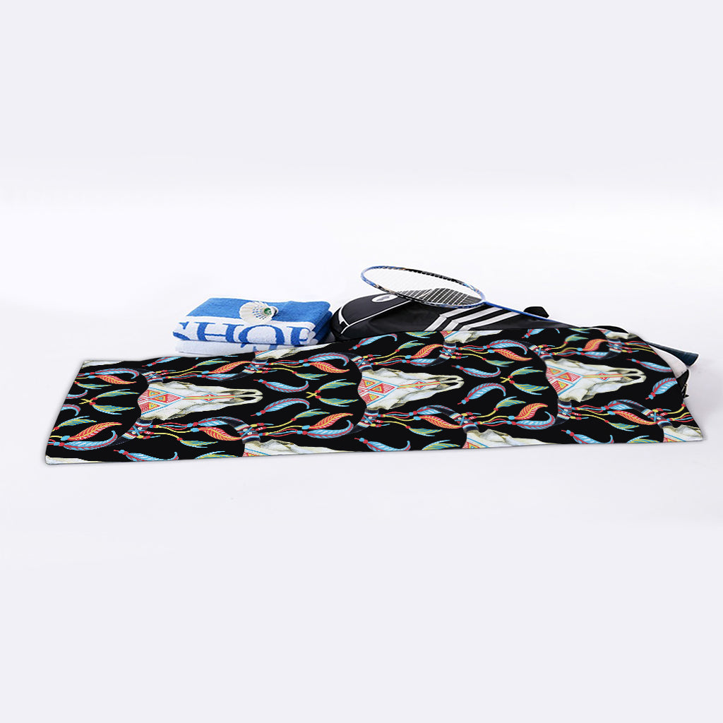 Native Buffalo Pattern Print Sports Towel
