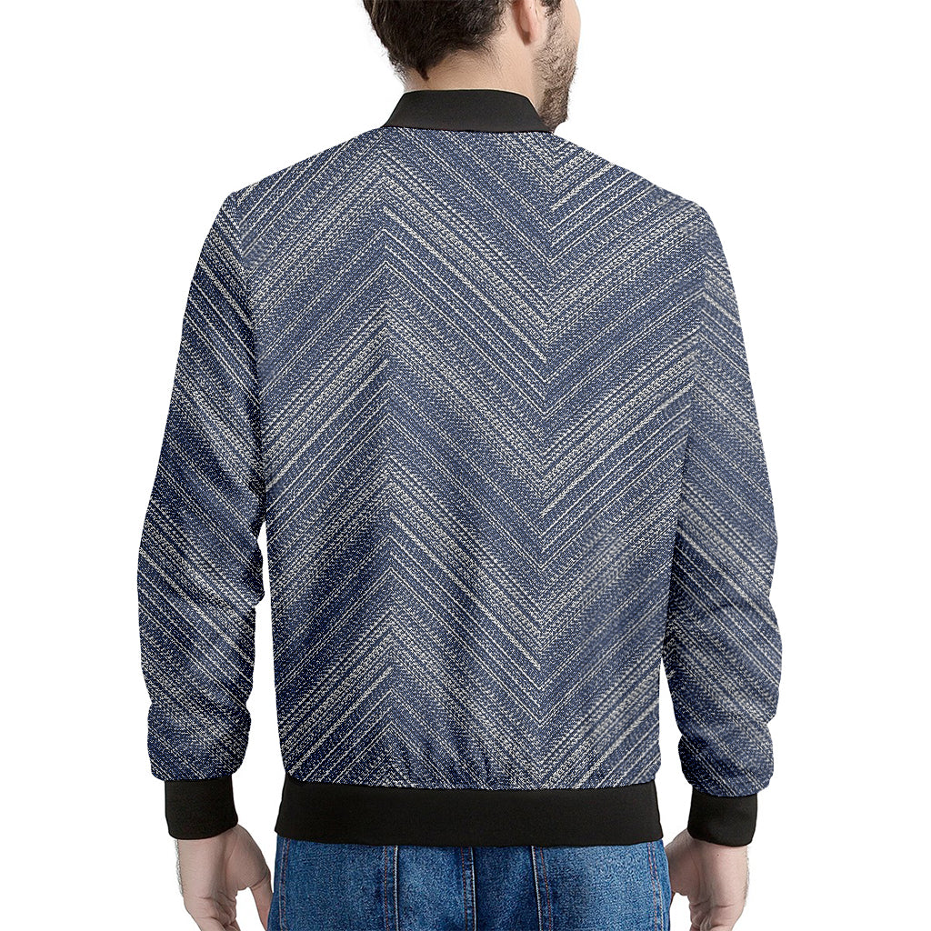 Native Denim Jeans Pattern Print Men's Bomber Jacket