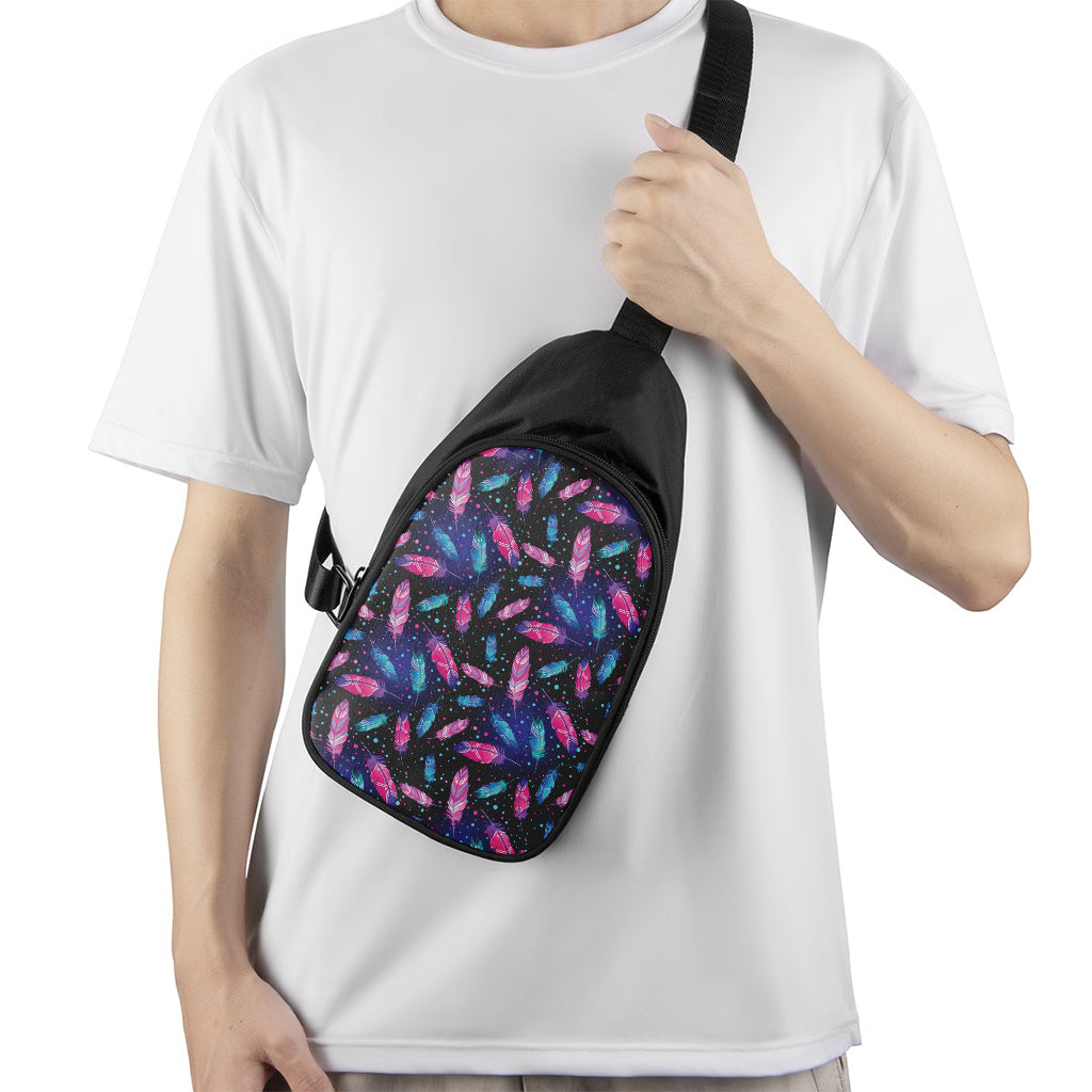 Native Feather Pattern Print Chest Bag