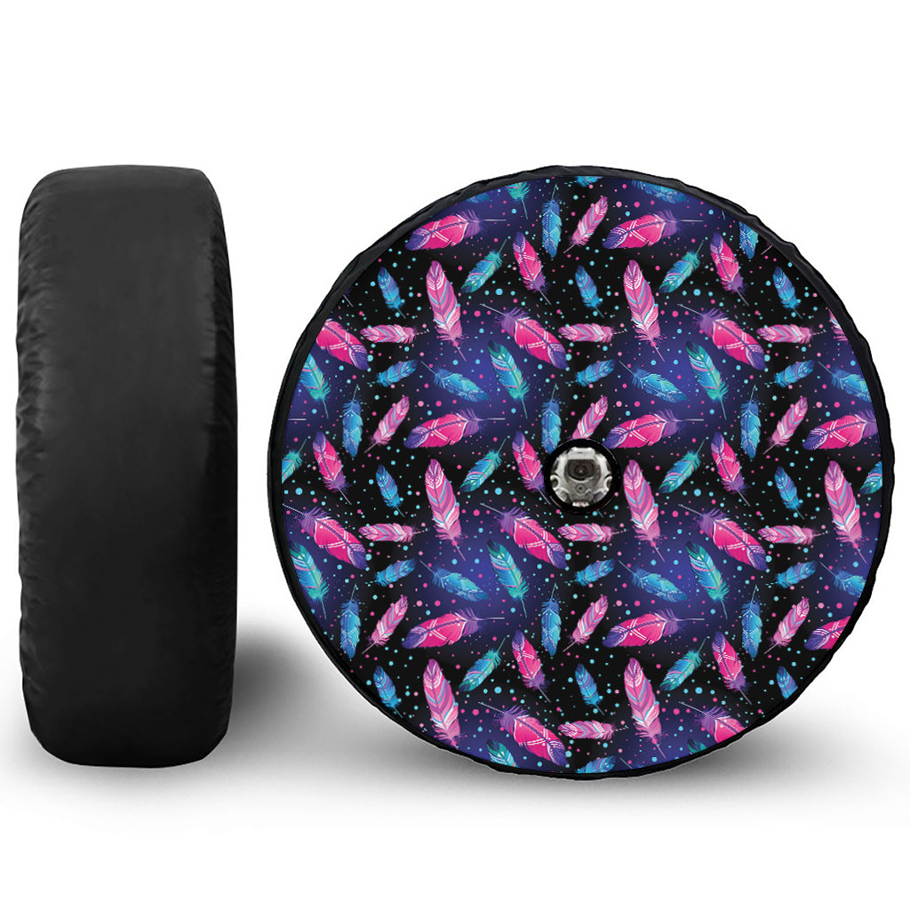 Native Feather Pattern Print Tire Cover With Camera Hole