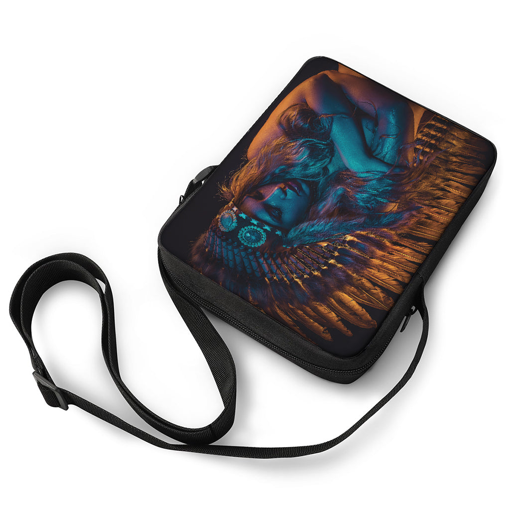 Native Indian Girl Portrait Print Rectangular Crossbody Bag