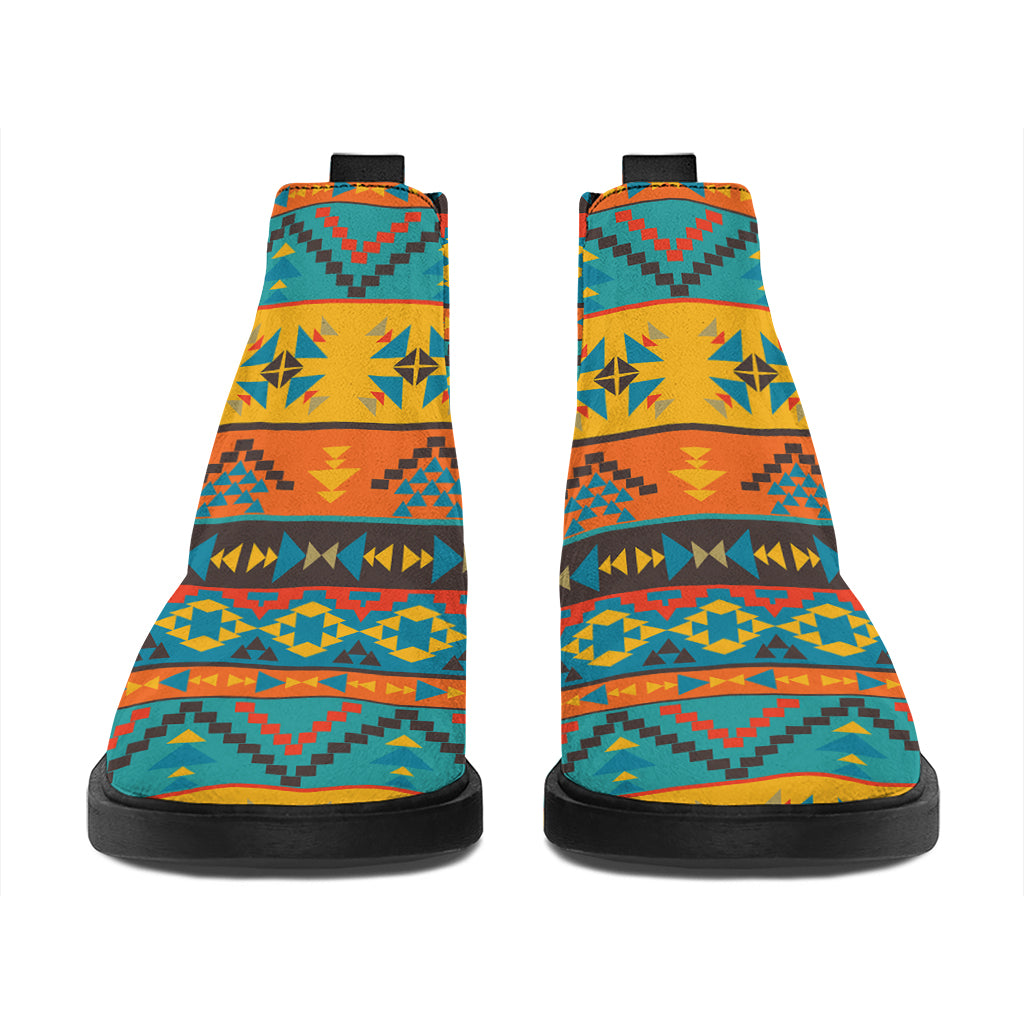 Native Indian Inspired Pattern Print Flat Ankle Boots