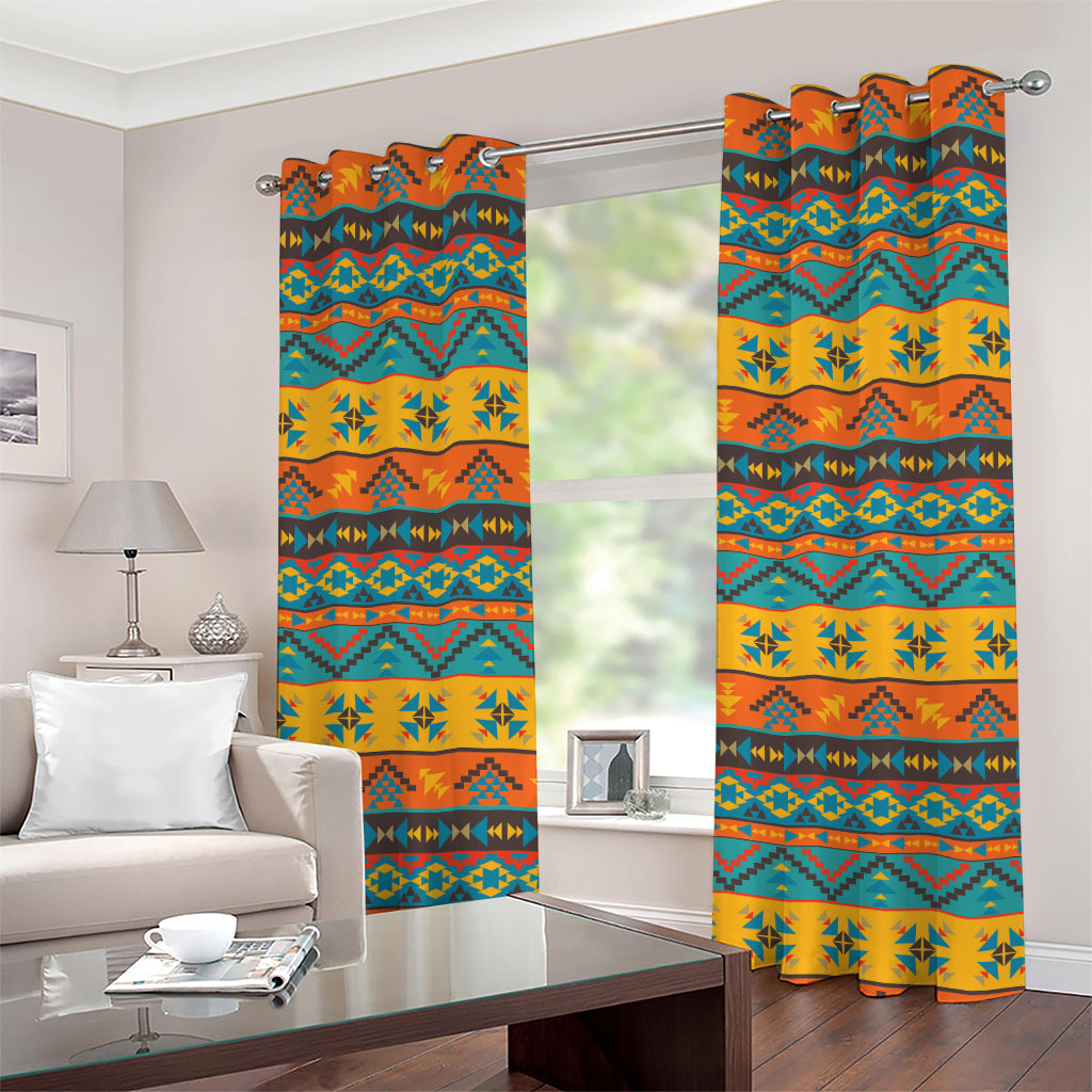 Native Indian Inspired Pattern Print Grommet Curtains