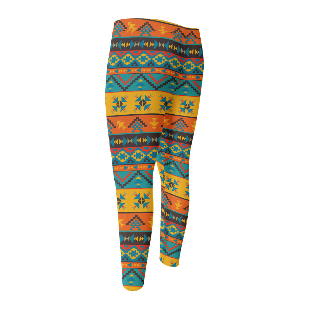 Native Indian Inspired Pattern Print Men's Compression Pants