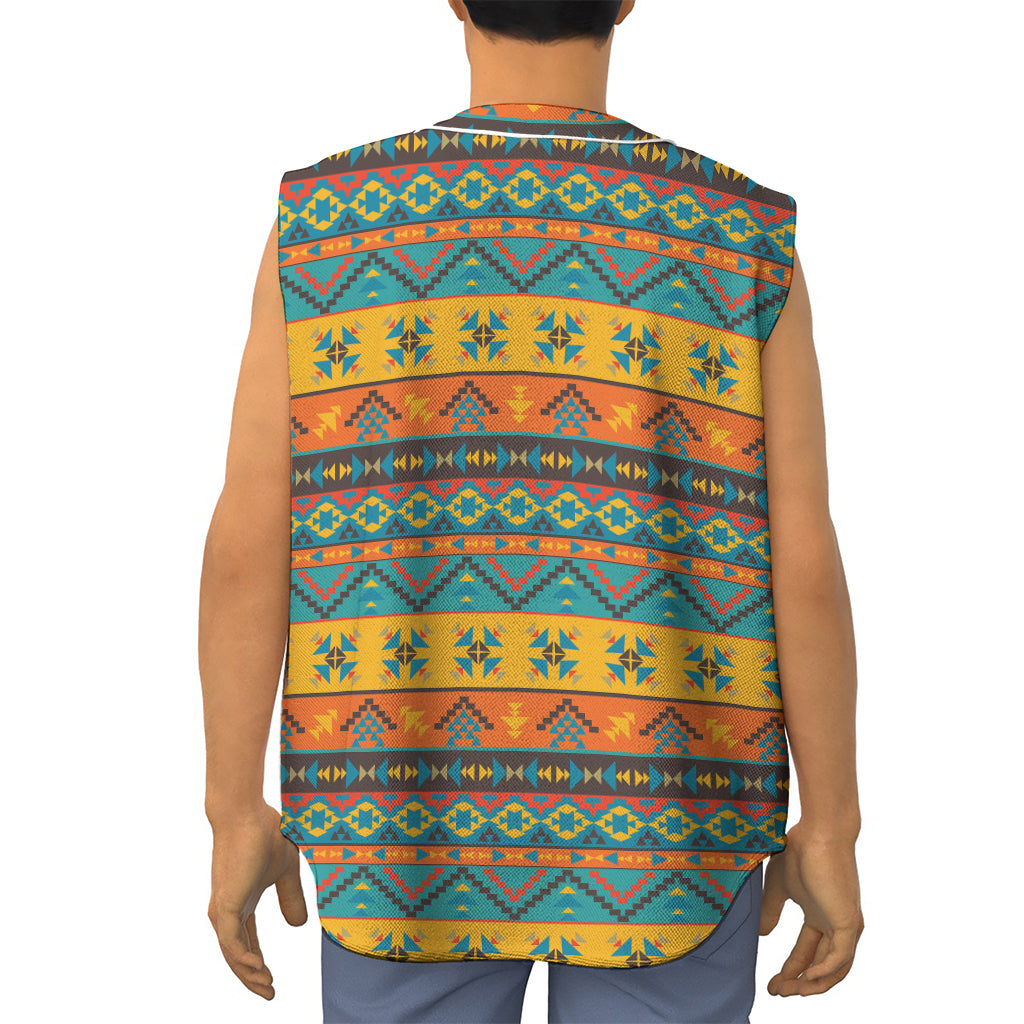 Native Indian Inspired Pattern Print Sleeveless Baseball Jersey